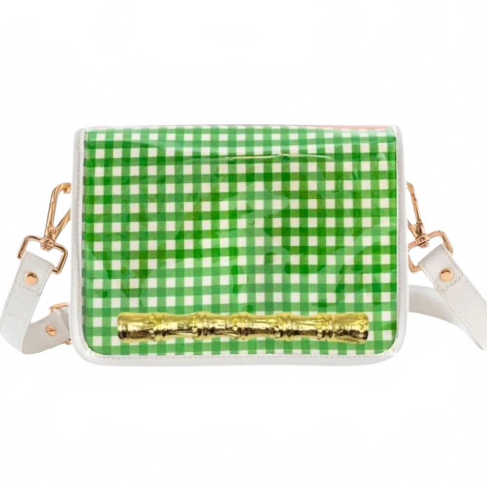NEW GARLAND BAGS women's gingham clear stadium bag in green
